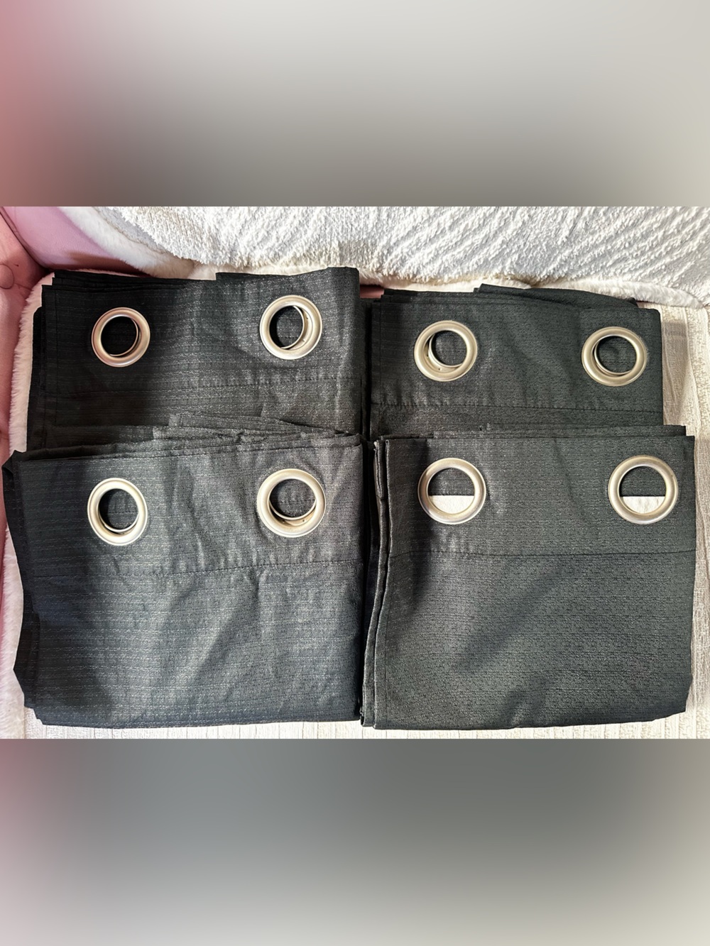 Black Grommet Top 100% Blackout Curtain Panels - Set of 4